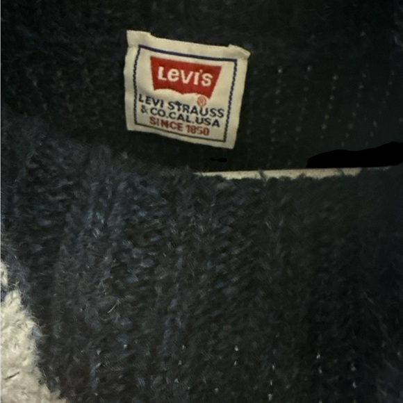 Levi's Cream and Blue Crewneck Sweater Nordic Design - Picture 6 of 7